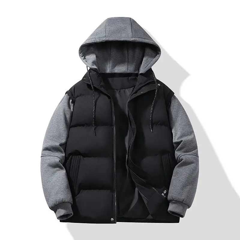 

ex Thiened Cotton Puffer Jaet Hooded Casual Versatile Outerwear Bread Sle Faionable Urban Winter Coat