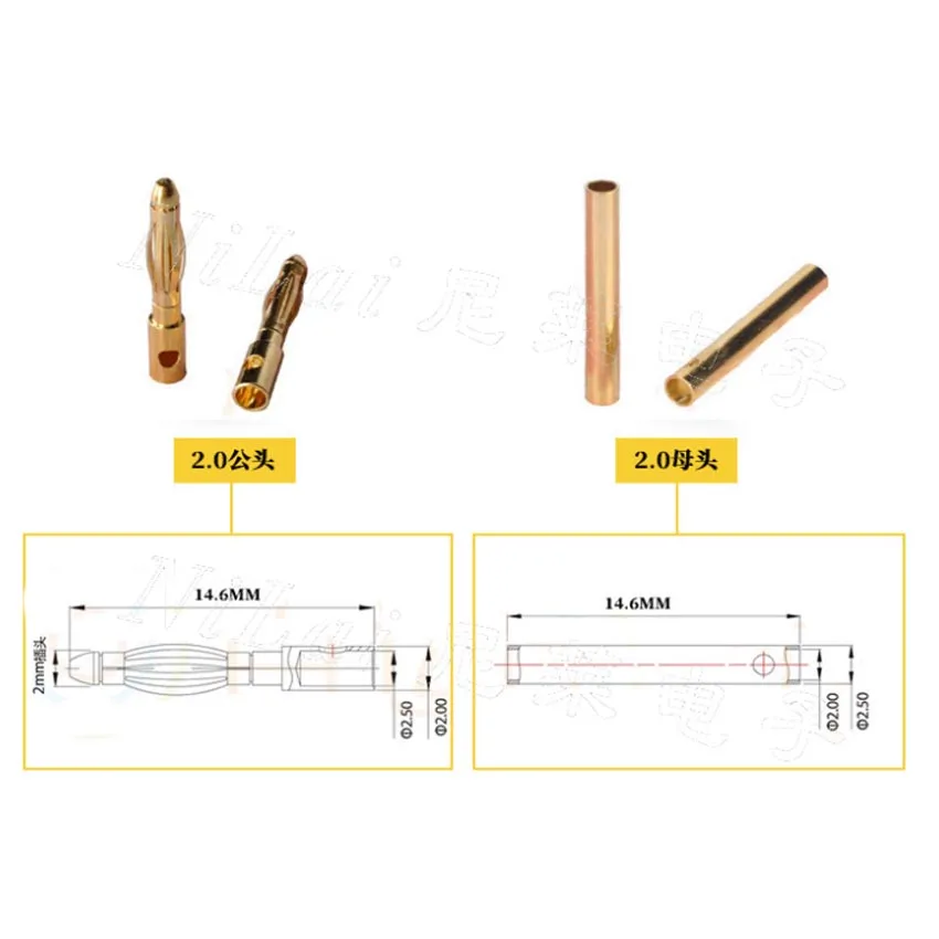 20 sztuk/partia 2mm 3mm 3.5mm 4mm Bullet wtyk bananowy pozłacane Banana mężczyzna kobieta złącze wtyczki baterii zestawy dla RC Batt (10 pair)