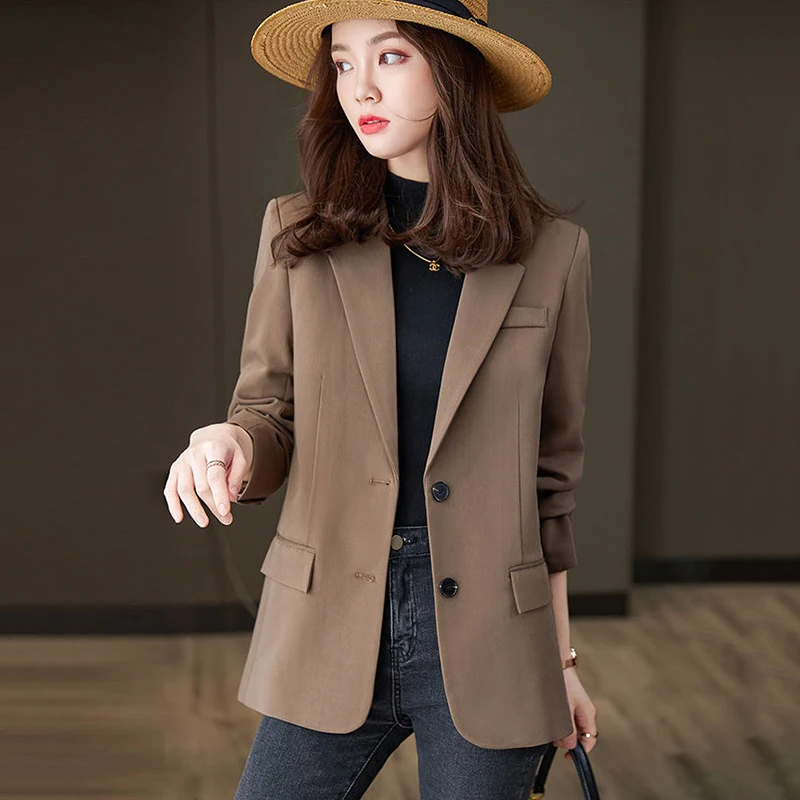 

Fashion Design Korean Suit Jacket Female 2024 New Spring Autumn Coat Women's Blazer Lining Jacket Outerwear Office Clothing