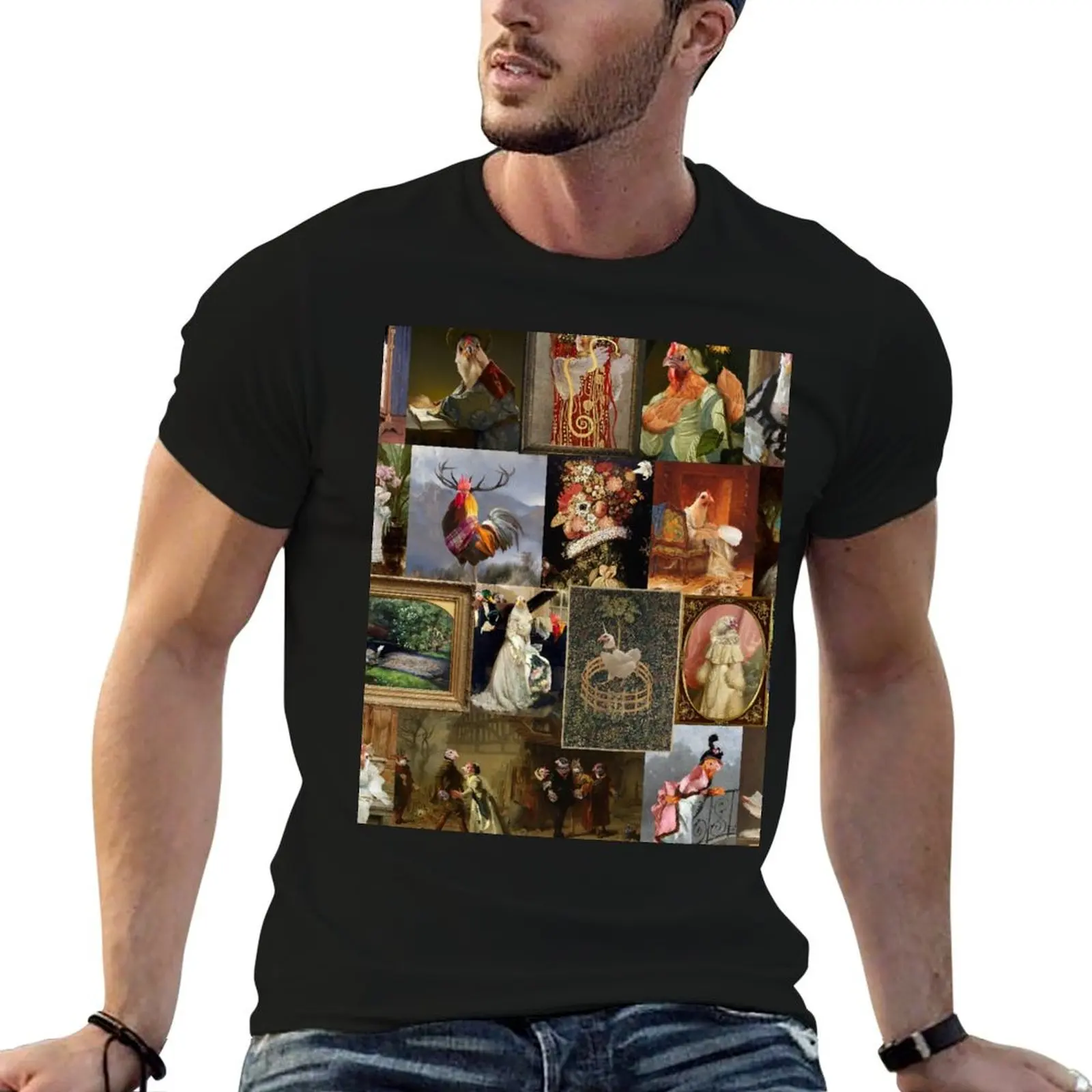 Museum of Fine Art Chickens Highlights T-Shirt Basic Comfort Fit T-Shirt for Men
