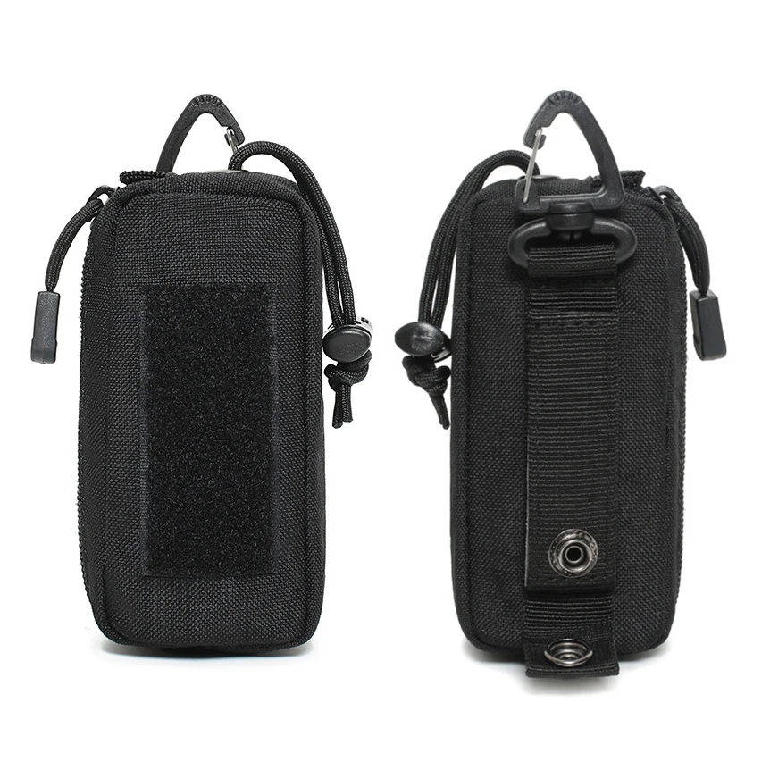 2 In 1 Tactical Waist Pouch Key Wallets Outdoor EDC Molle Pouch Mini Portable Key Card Case EDC Pouch Coin Purse with Carabiner