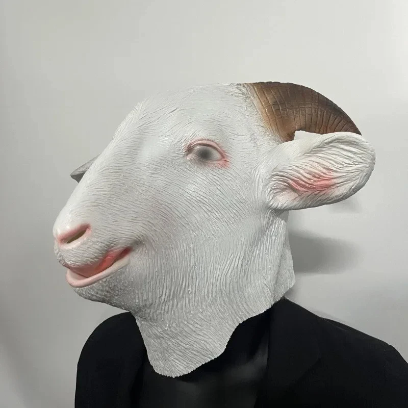 

v;7,e\6'Halloween Cosplay Costume Accessories Animal Goat Mask Full Masks Funny Dress Up Performance Goats Head Covh;3,p\5/