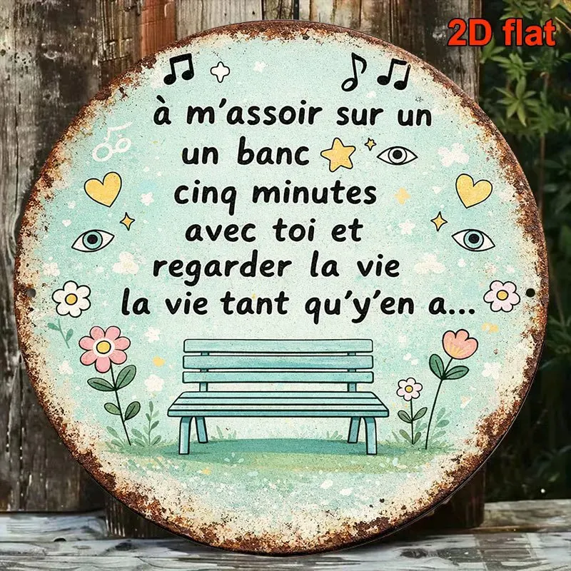 2D Flat - 1pc 8*8In/20X20Cm 2D Flat Round Sign, Retro Plaque about 
