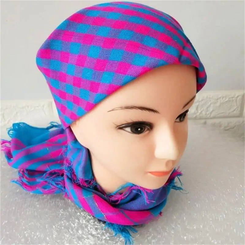 

652F Windproof Hair Scarves Wrap Plaids Pattern Headwraps Exquisite Head Kerchief Head Scarf Head Scarf Photo Props