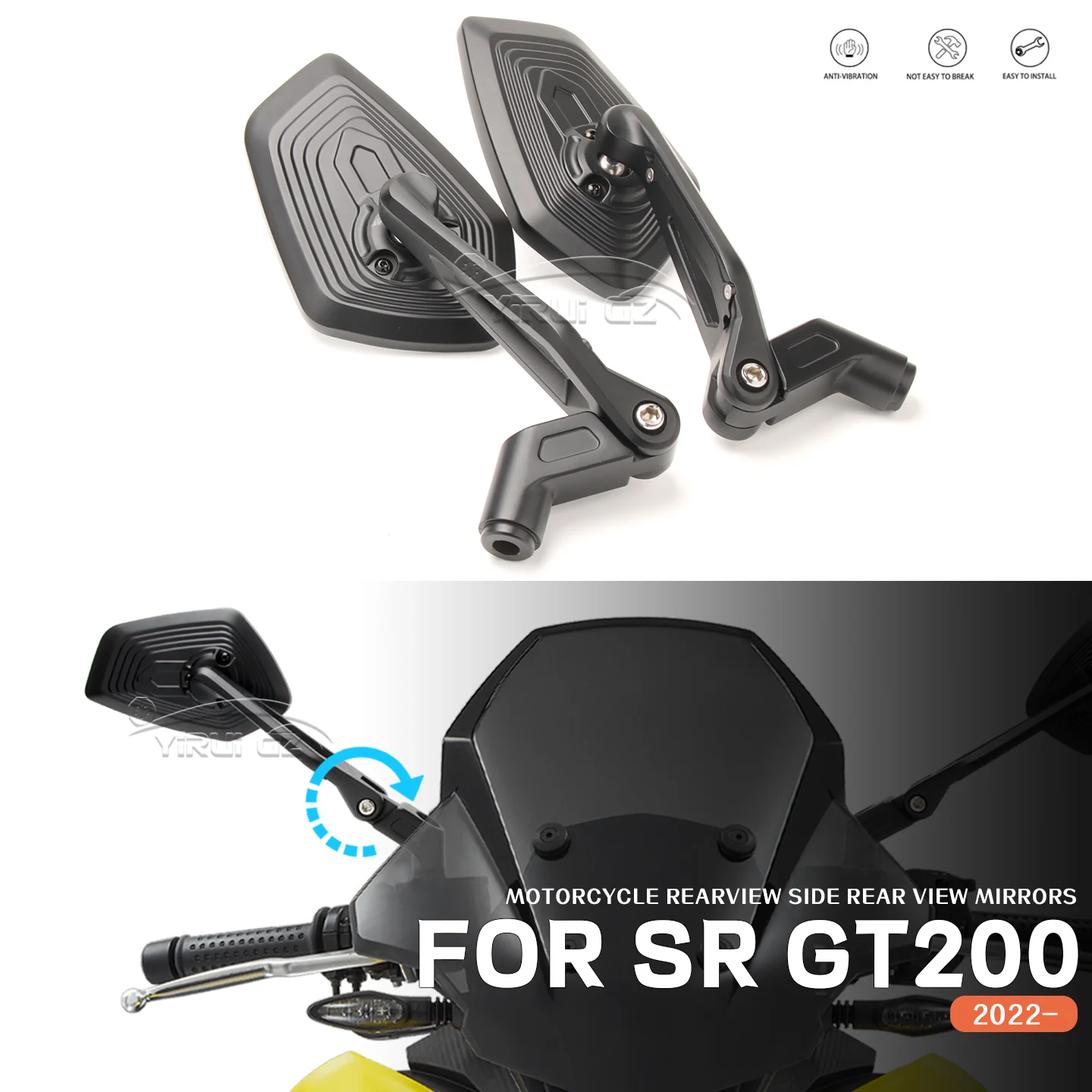 

Motorcycle Rearview Mirror Aluminum Adjustable Side Rear View Mirrors For APRILIA sr gt200 sr gt200 sr gt200 sr gt 200 200 2022-