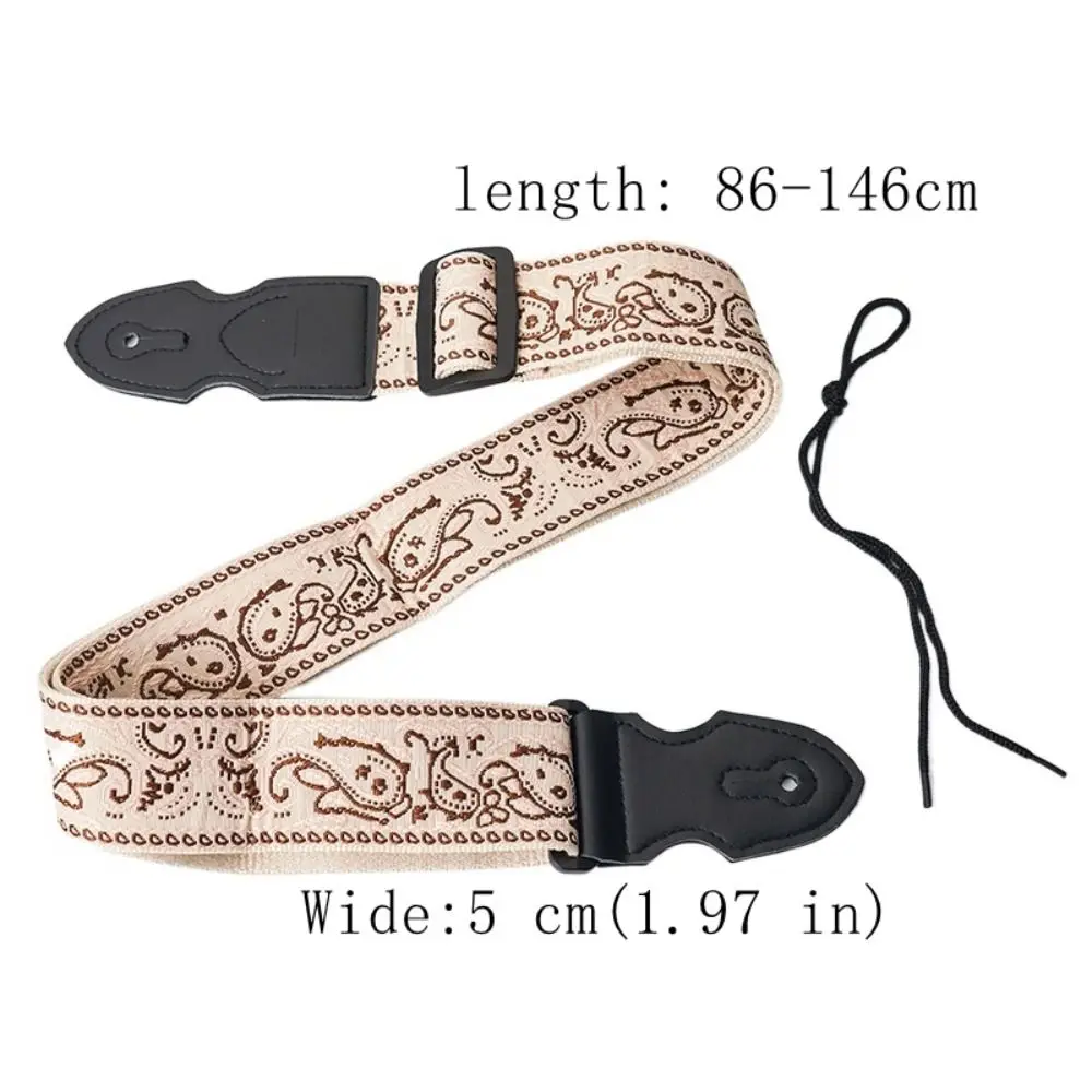 Vintage Guitar Strap Ethnic Style Polyester Electric Guitar Belts High-Grade Printing Adjustable Guitar Shoulder Belt