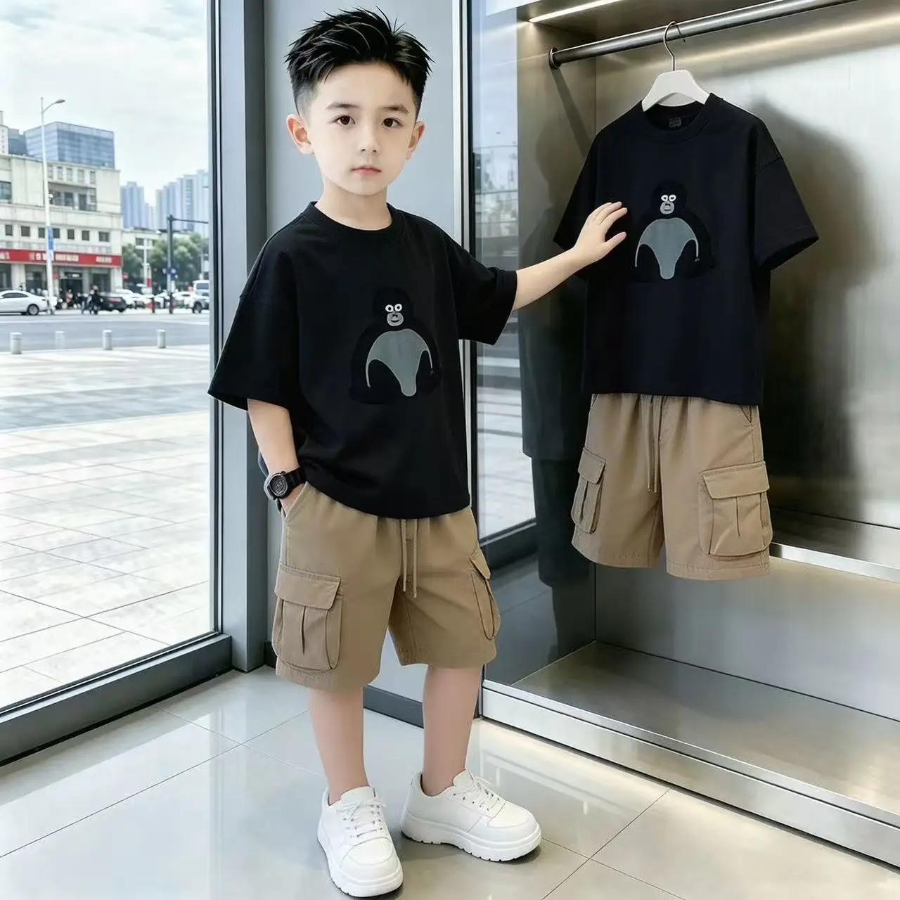Children Summer Outfits New 2026 Teens Boys Short Sleeve T-Shirt And Pocket Short 2pcs Casual Set Kids 4-16 Years Sport Clothes