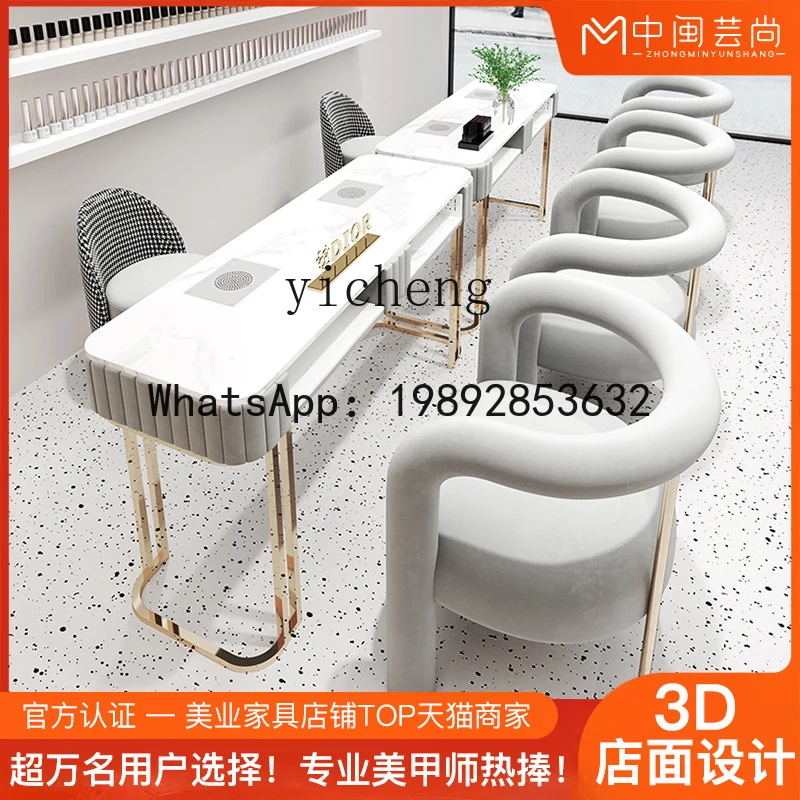 AA  vacuum cleaner with socket manicure table and chair set single and double three-person rock slab manicure table