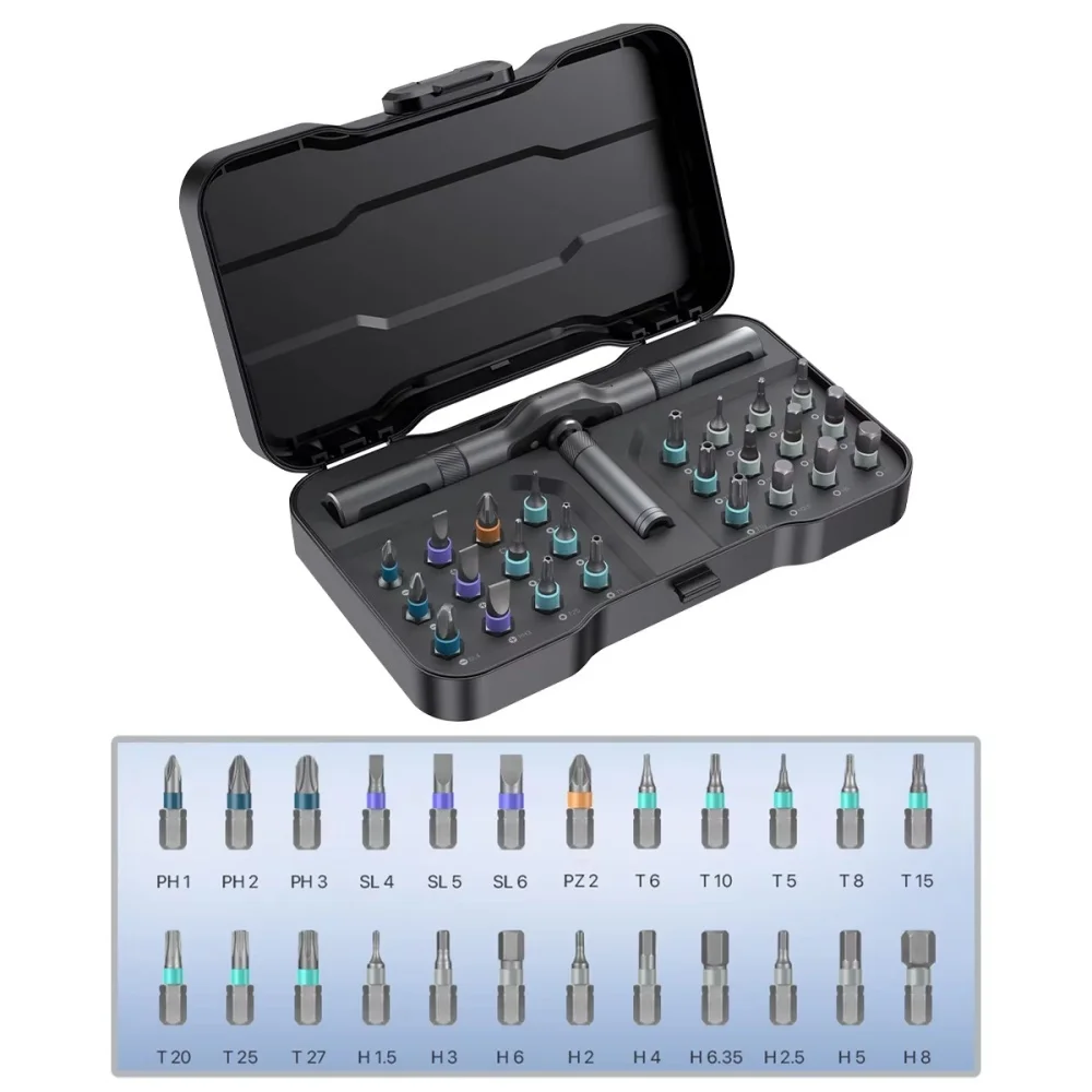 24 in 1 Multifunction Ratchet Screwdriver Set with S2 Magnetic Bits Compact Precision Repair Tool Kit for PC Desktop & Home DIY‌