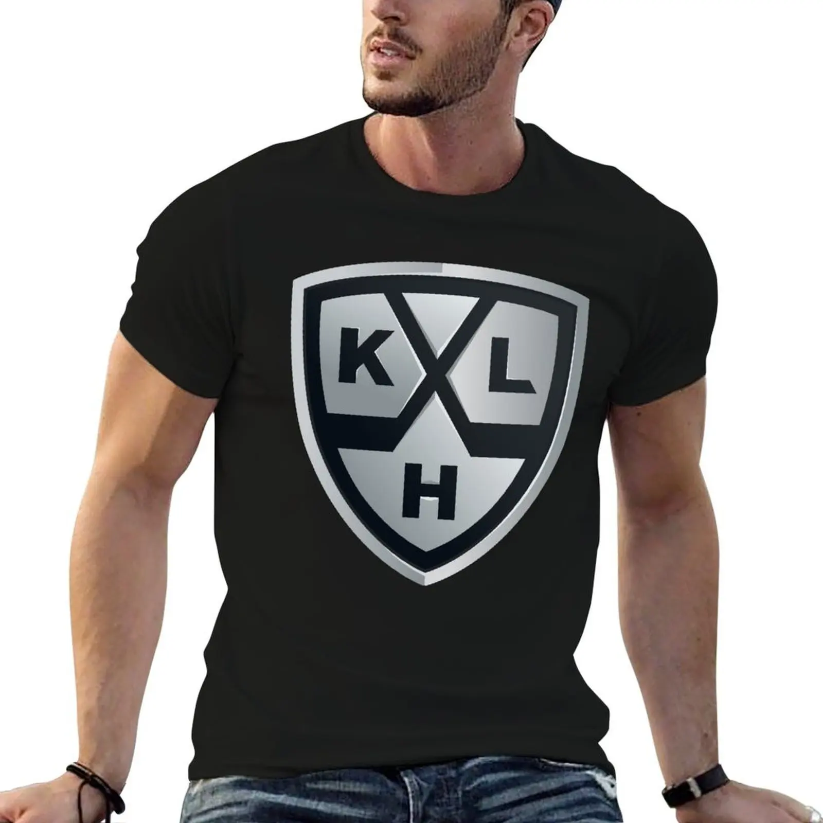 KHL logo shield Hockey T-Shirt graphic tee shirt topping t shirt men 100℅ cotton