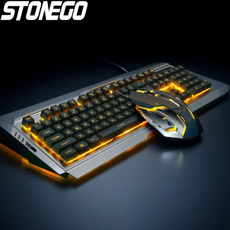 V1 USB Wired Mechanical Gaming Keyboard and Mouse Combo Ergonomic Keyboards Plating Mouse for PC Laptop Computer Gaming