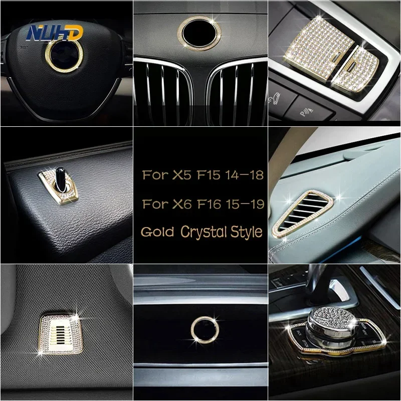 

Diamond Car Center Air Condition Vent Outlet Cover Trim Patch Interior Stickers Auto Accessories For BMW X6 X5 F15 F16 2014-2018