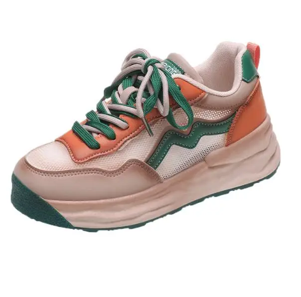 女性用の厚底靴,通気性のあるレース付きのモダンなサマーシューズ,新しいコレクション2022