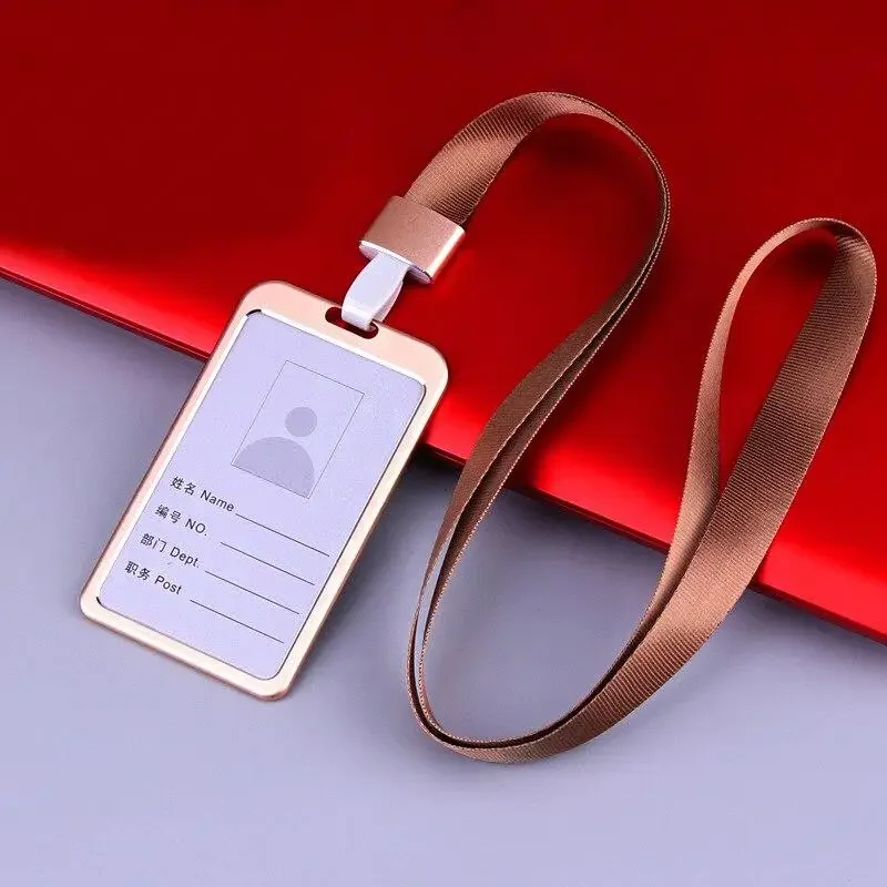 Funda de aleación de aluminio para tarjeta de trabajo para mujer, funda de Metal con cordón para tarjeta de identificación, soporte para tarjeta de visita