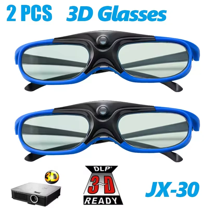 2 Pcs Active Shutter 3D Glasses Rechargeable Bluetooth Glasses, Compatible with BenQ,Optoma, Dell, Acer, Viewsonic DLP Projector