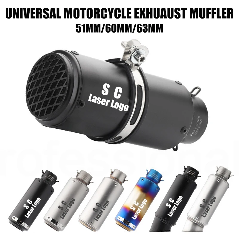 

51mm 60mm 63mm Universal sc Motorcycle Exhaust Muffler Escape for Motorcycle GP-project Pass-through Exhaust Modified Accessorie