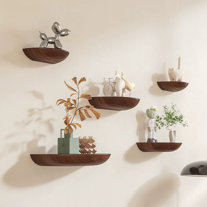Rustikale hölzerne Halbkreisregale für Wohnzimmer, Badezimmer, Schlafzimmer, Büro, Heimdekoration, Wand, schwebendes Regal, Lagerregal