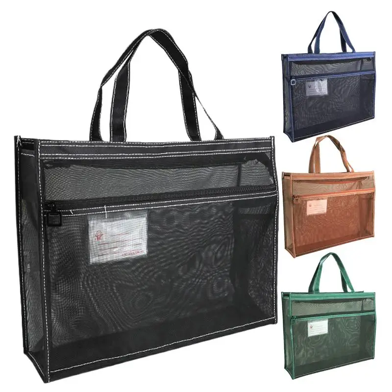 A3 Large Capacity Mesh Art Bag Large 8k Sketch Drawing Album A4 Test Paper Bag Zip Handbag Shoulder Bag Nylon Mesh School
