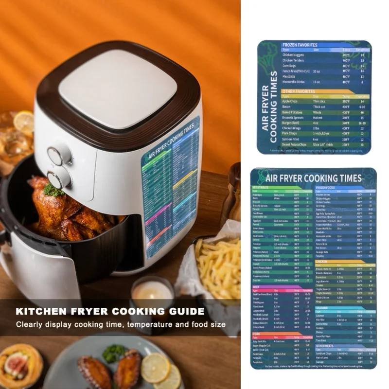 Kitchen Fryer Magnet Sheet Cooking Frying Time Reference Guide Cookware Accessories