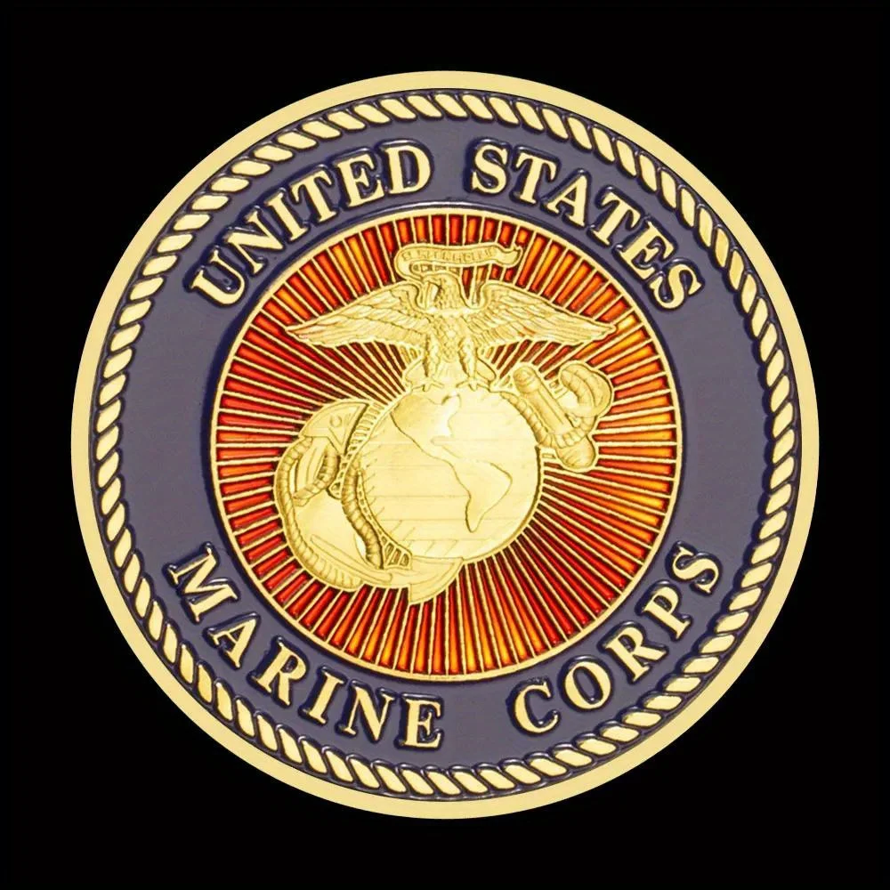 United States Marine Corps Challenge Coin USMC Force Recon Skull Pattern Commemorative Coin Golden Plated Souvenirs and Gifts