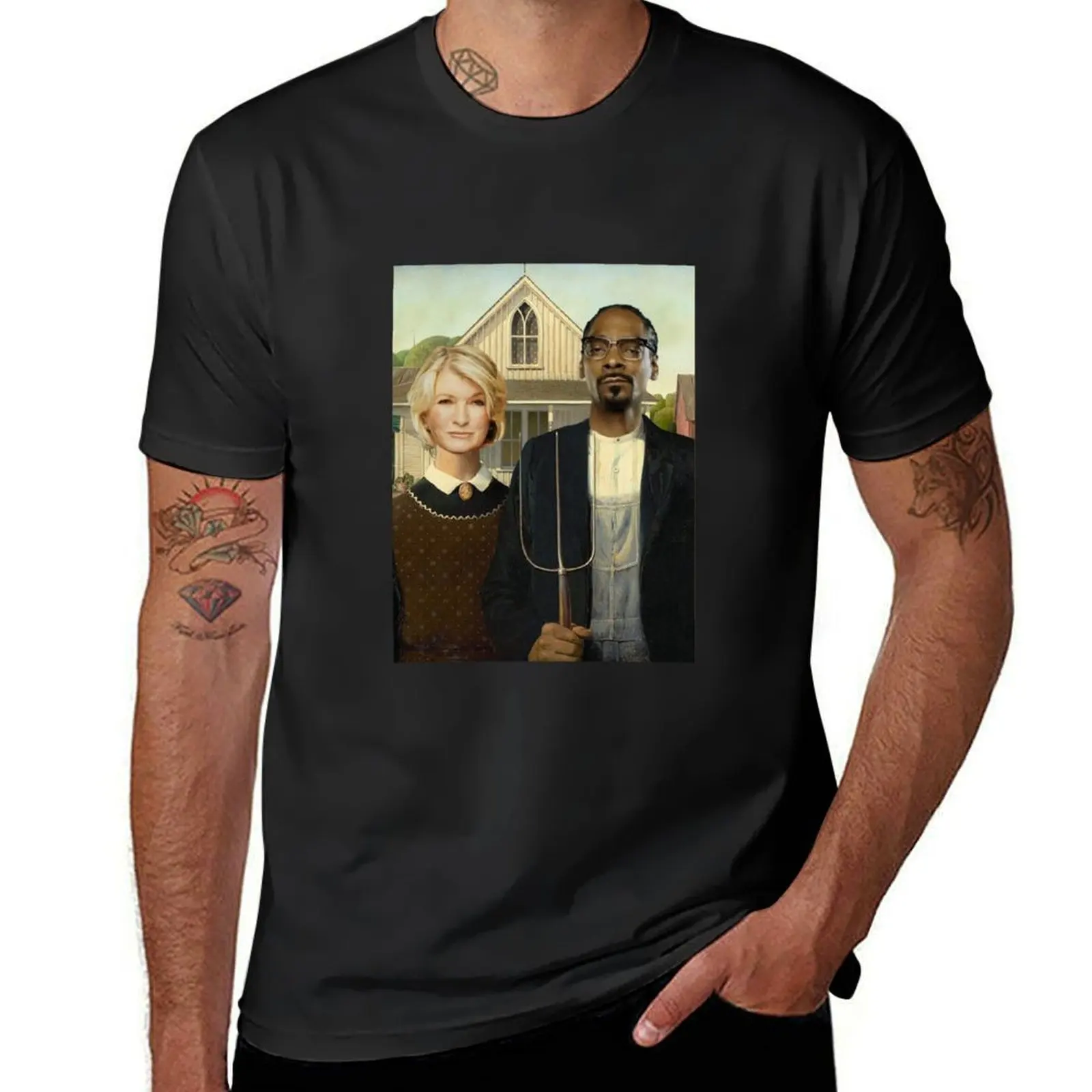 

Snoop Martha American Gothic T-Shirt blue archive blacks summer shirt Short sleeve tee tee shirts for men