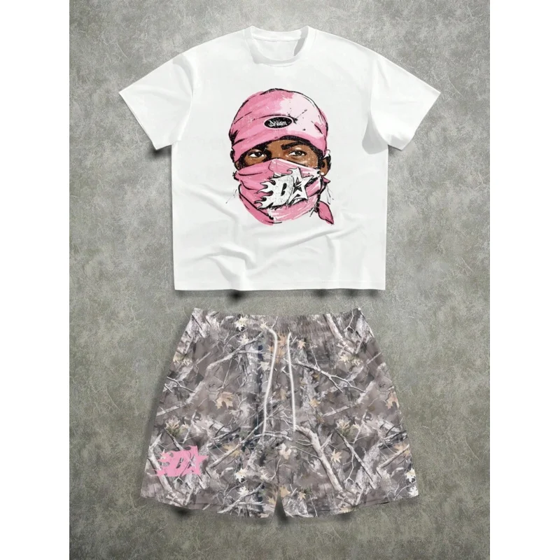 

Мужской летний комплект Мужские короткие комплекты Y2k Спортивный костюм Спортивные костюмы Мужские шорты и футболки Комплект футболок для мужчин Одежда Бесплатная доставка
