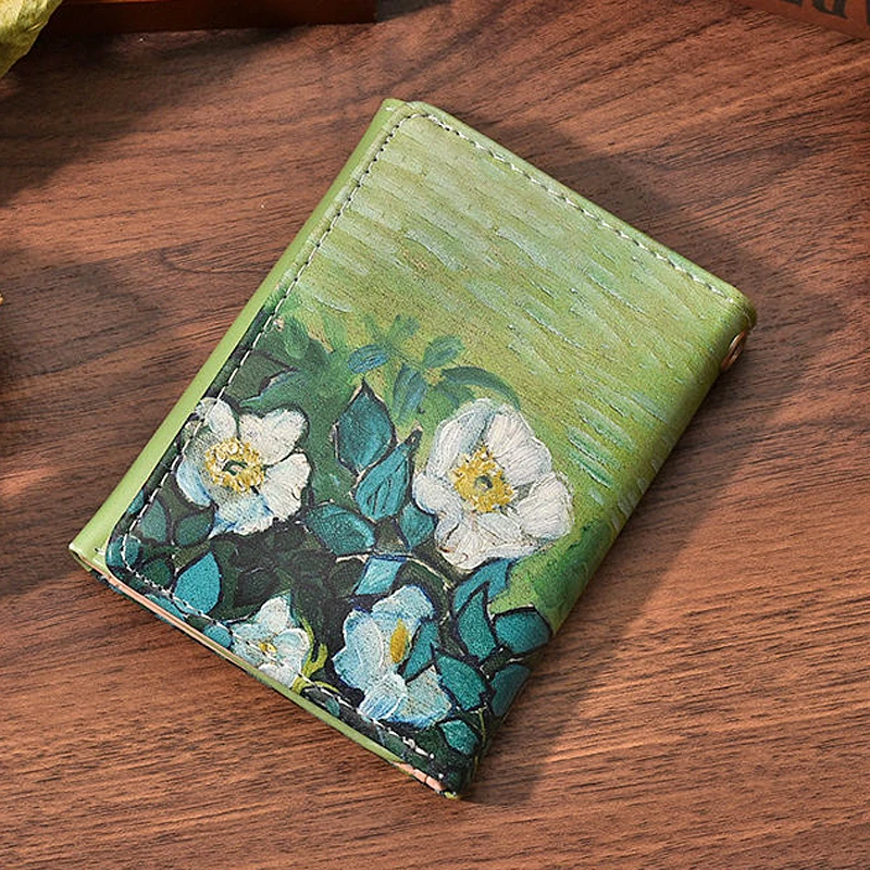 Van Gogh's Wild Rose portfele damskie krótkie Vintage Chic składany klips na gotówkę skórzana torebka studencka saszetka na pieniądze etui na karty kredytowe