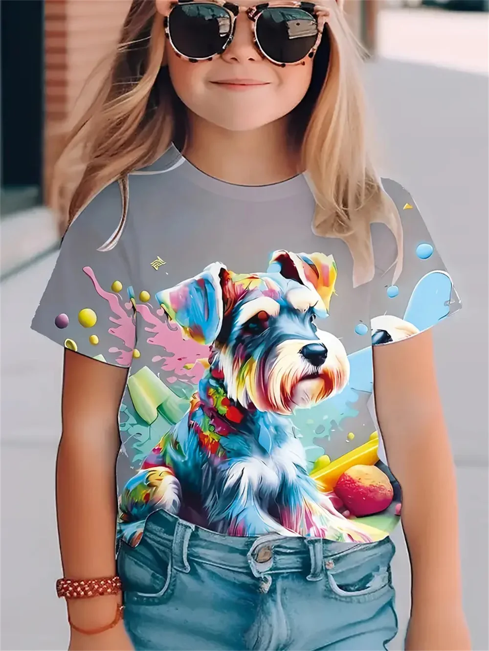 2025 nuevas camisetas divertidas con estampado 3d de animales para niñas, camisetas de manga corta a la moda para fiestas y festivales, camisetas informales, ropa para niñas