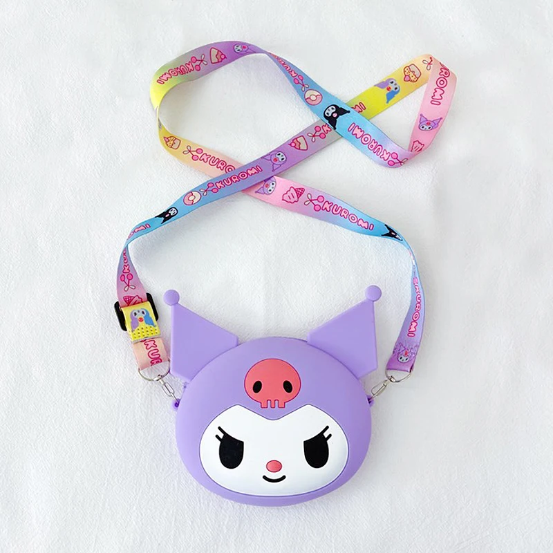 Kreskówka Anime Kuromi portmonetka kreatywna miękka silikonowa torba dla dzieci Crossbody Kawaii zamek błyskawiczny portfel na klucze prezent