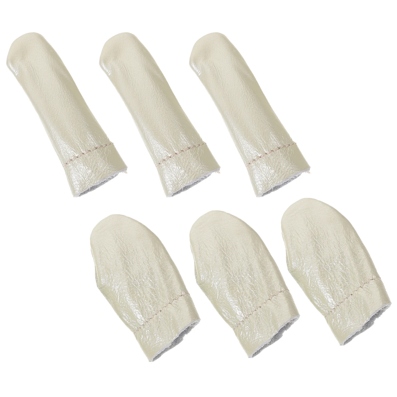 6 szt. Grube ochraniacze na palce z skóry bydlęcej do robótek dziewiarskich, haftu, szycia, rękodzieła, nakładki na kciuk i palec środkowy, izolowane, wygodne