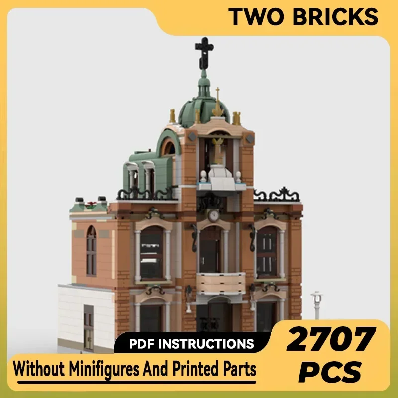 

City Street View Model Moc Building Bricks Community Church Technology Modular Blocks Gifts Christmas Toys DIY Sets Assembly