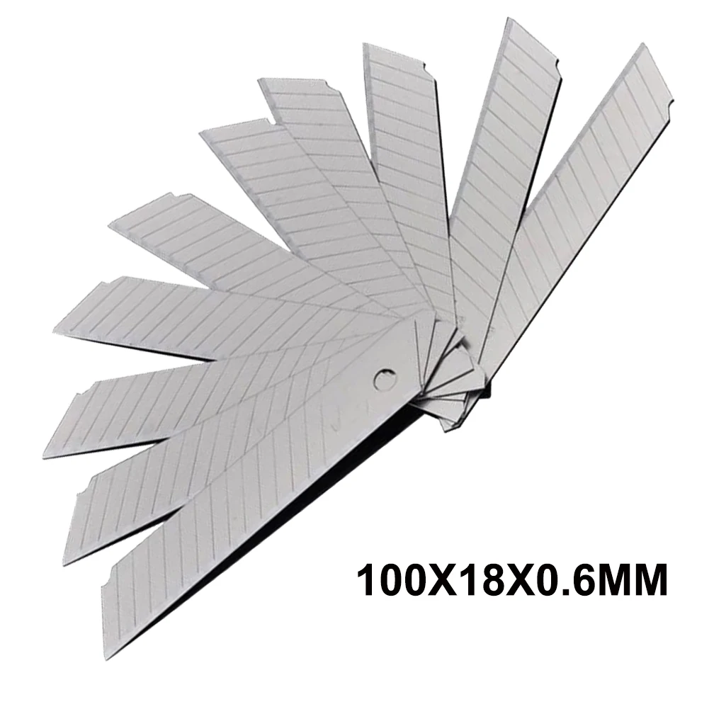 100PCS/10Box Carbon Steel Utility Knife Blade 100mm*18mm Silver Black Tool Replace Carving Blade For Student Office Stationery