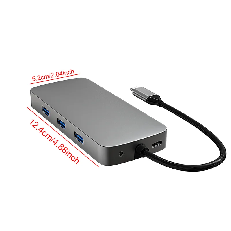USB-C-Hub Typ C zu HDMI-kompatibler USB 3.0-Adapter 10-in-1 Typ-C-Hub-Dock PD 100W USB-C-Splitter für MacBook Pro Air M1 – Detail 2