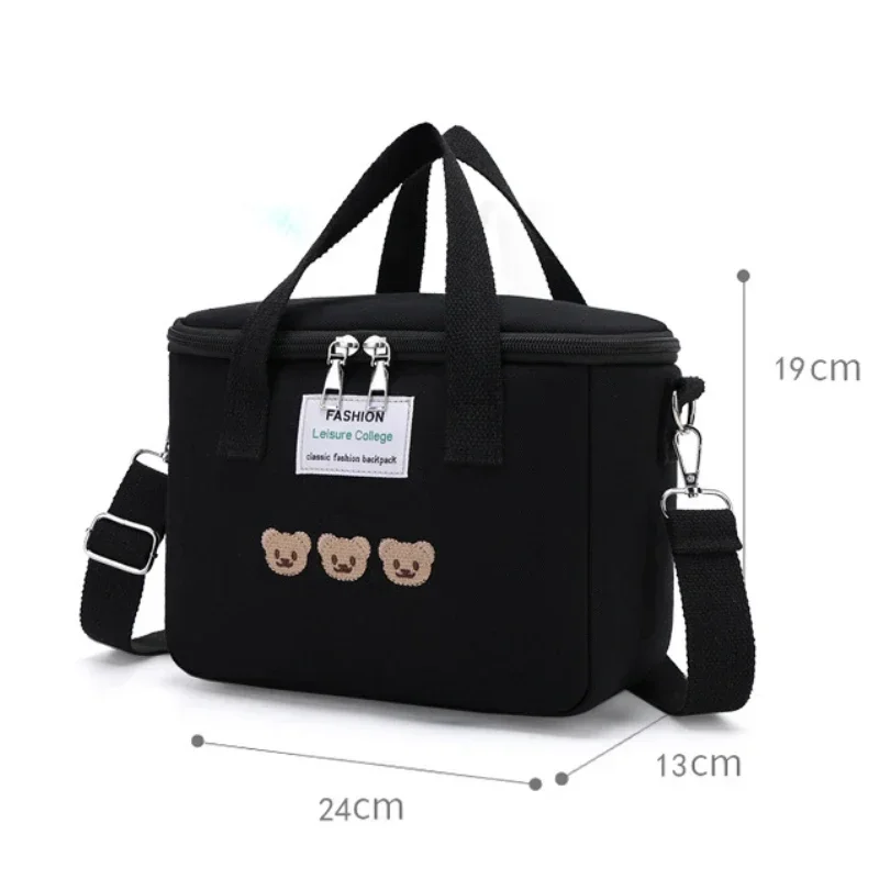 Lunch Bag Girls Insulated Canvas Cooler Handbag Aluminium Foil Thermal Food Box Family School Picnic Dinner Container