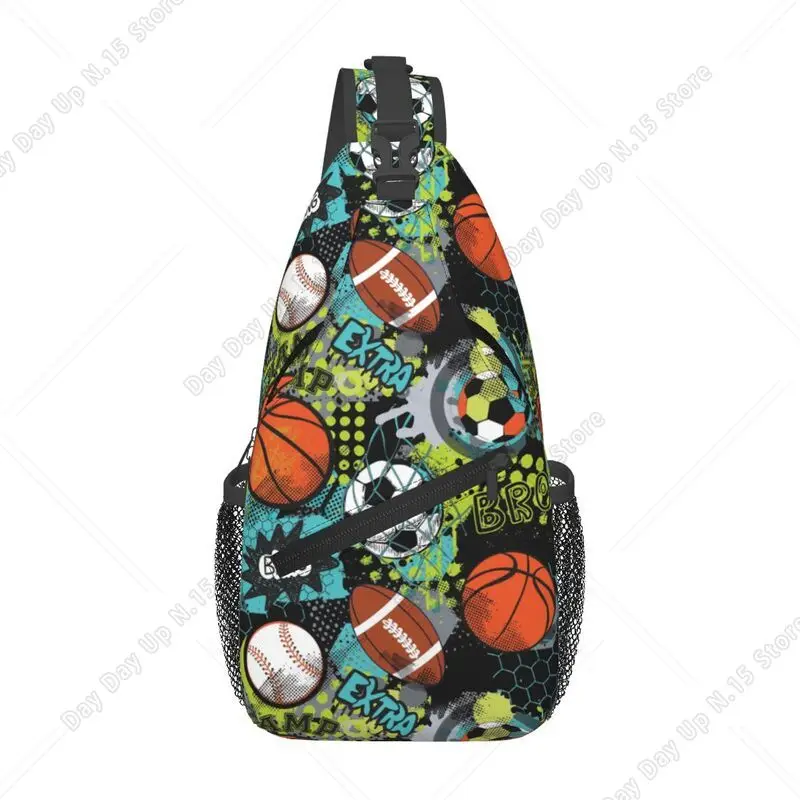 Fashion Baseball Basketball Football Pattern Sling Bags for Traveling Men Chest Crossbody Backpack Shoulder Daypack