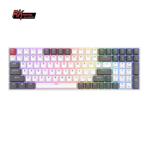 RK ROYAL KLUDGE RK100 English 2.4G Wireless/Bluetooth/Wired RGB Mechanical Keyboard 100 Keys PBT Hot-swappable Gamer Keyboard