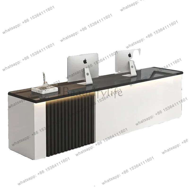 Factory Direct Sales Nordic Reception Desks Modern Cream Style Company Cashier Desk Outfit Shop Podium Beauty Salon Furniture Ba