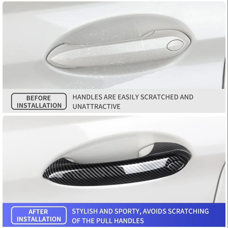 Car Door Handle Cover Sticker Trim Auto Styling Exterior Door Decor Accessory For BMW G30 G20 F30 G32 6GT 3GT X1X2X3X4X5X6X7 LHD