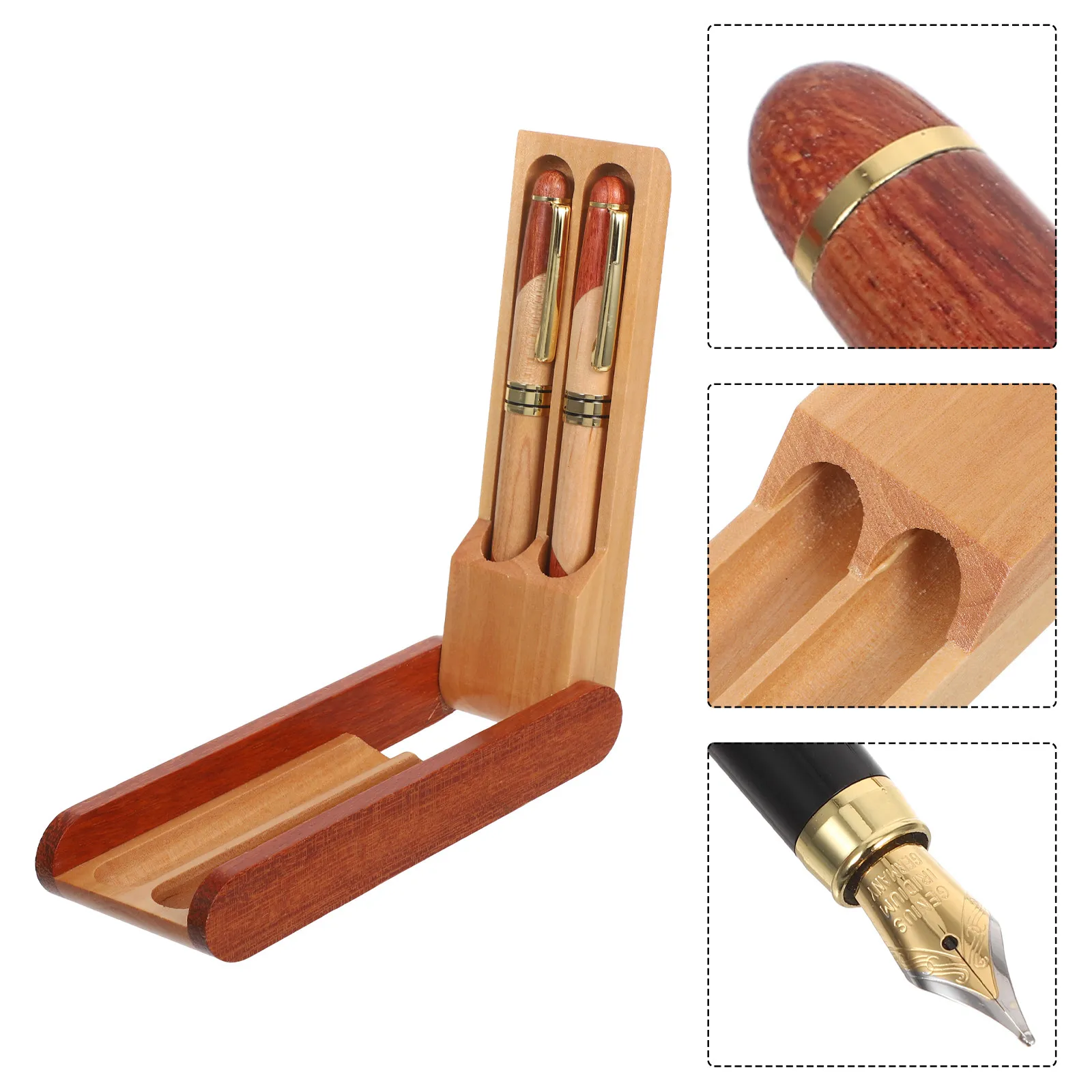 Wooden Fountain Pen and Ballpoint Pen Set Made of Genuine Rosewood Smooth Writing Experience Elegant Portable Design with Luxury