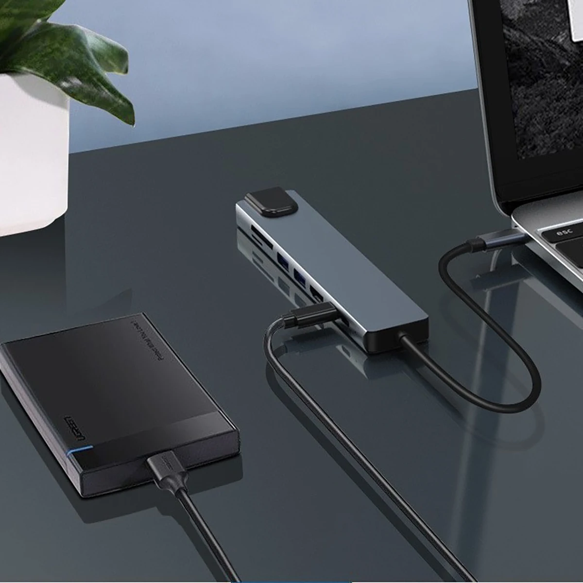 USB-C Hub (8-in-1), with 100W Power Delivery, 4K 60Hz HDMI Port, 10Gbps USB C and 2 A Data Ports, Ethernet microSD SD Card Reade