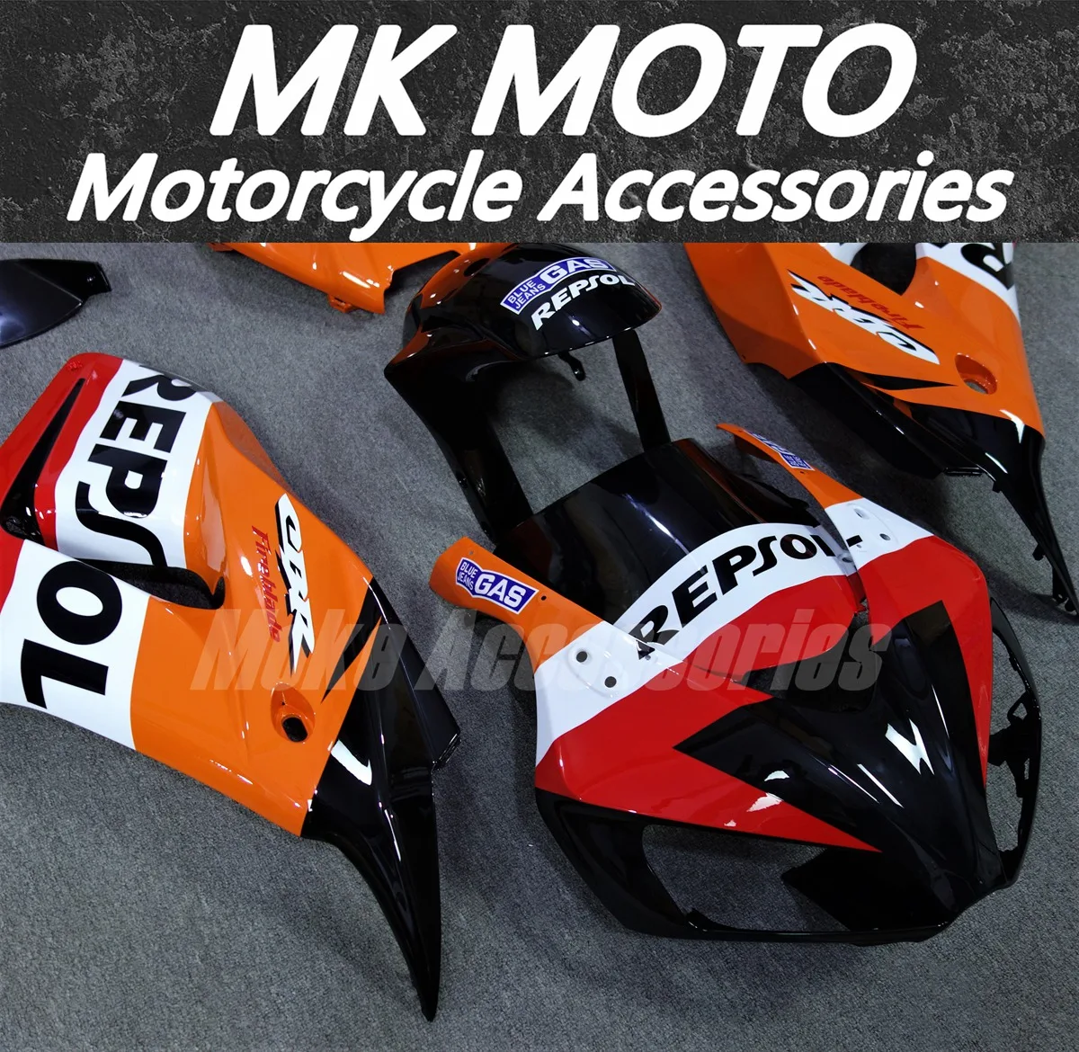 مجموعة انسيابية الدراجات النارية Moke Moto مناسبة لـ Cbr1000rr 2006-2007 مجموعة هيكل السيارة عالية الجودة حقن ABS جديد أسود برتقالي