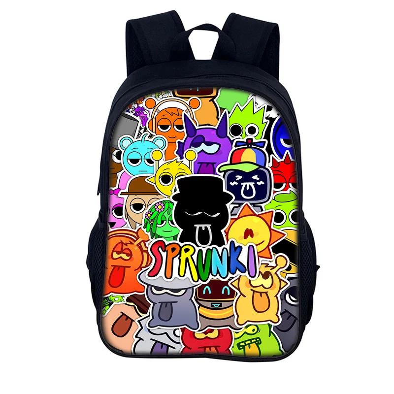 Sprunki Game Backpack Cartoon School Bag 40cm/15.7inch Backpack Lightening Zipper Backpack Book Bags Computer Backpack