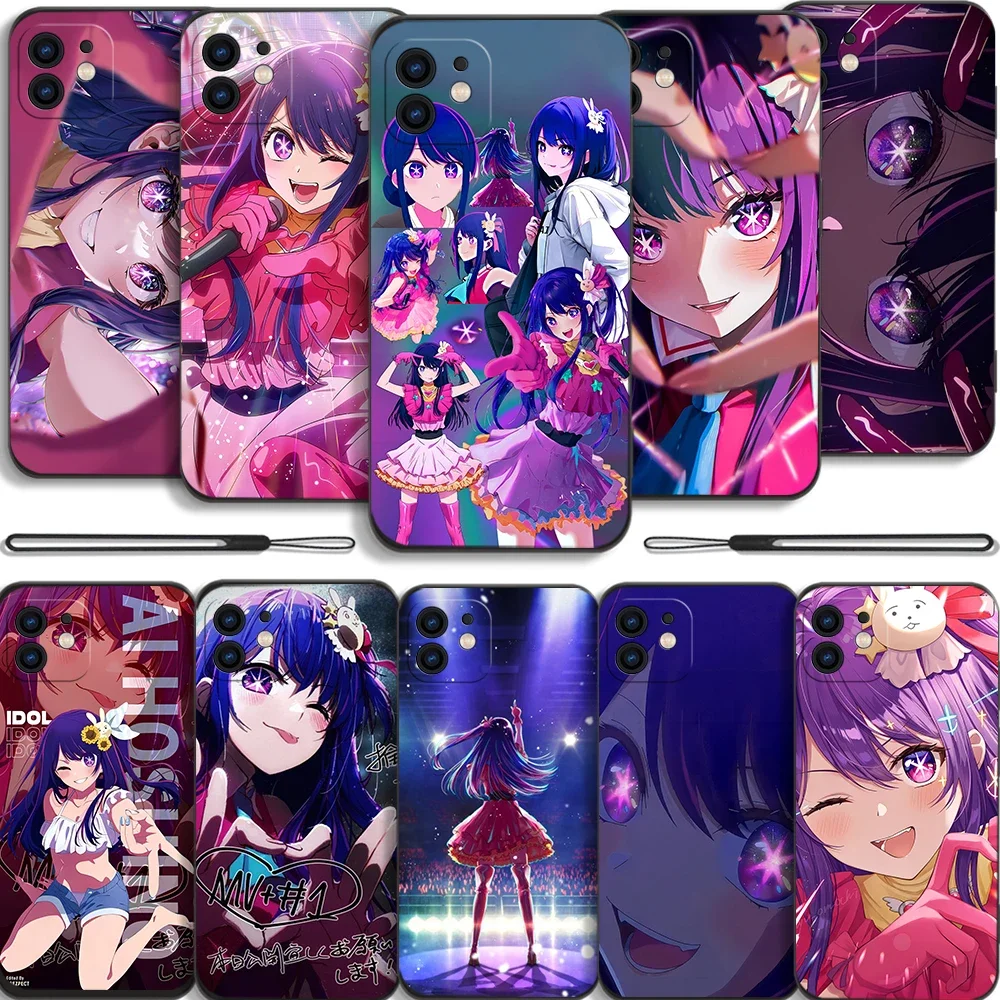 Anime Oshi no Ko Hoshino Ai Phone Case For Samsung Galaxy S24 S23 S22 S21 Ultra Plus FE S10 4G S9 Note 20 10 9 Plus With Lanyard