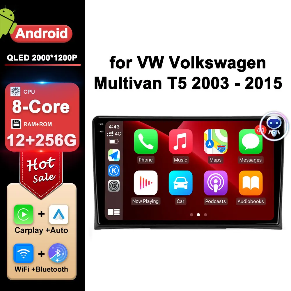 

for VW Volkswagen Multivan T5 2003 - 2015 Car Radio Multimedia Player 4G GPS Navigation Carplay Android Auto WiFi Touch Screen