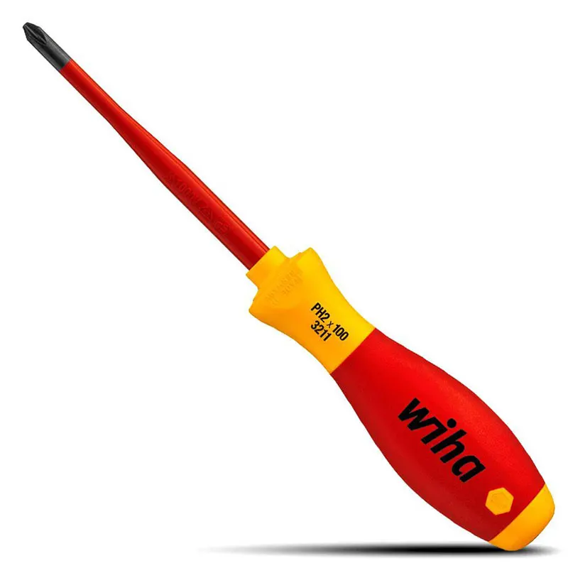 Wiha 35394 Phillips Screwdriver 100mm Visible Blade Length VDE-tested Insulated Tools SoftFinish SlimFix PH2 Screwdriver