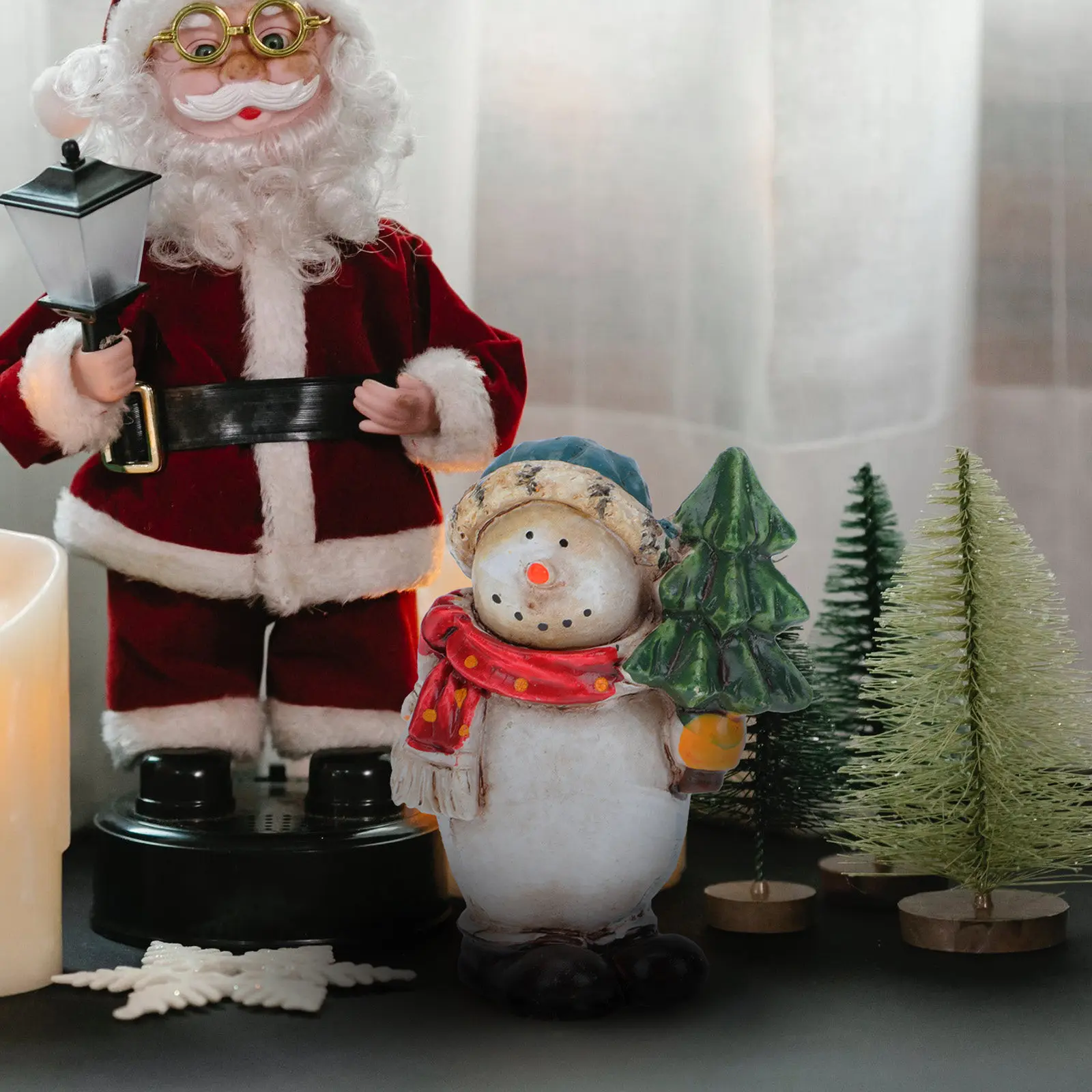 1Pcs Snowman Adornment Christmas Desktop Decoration Resin Snowman Ornament Small Resin Craft Xmas Home Decor Delicate Cartoon