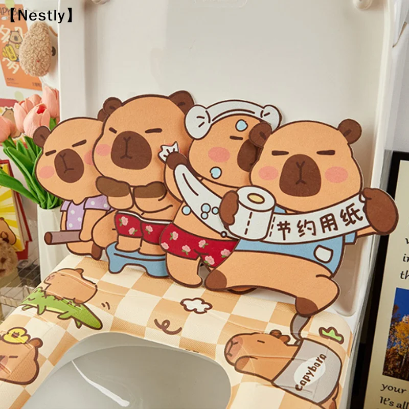 Capybara Deodorant Sticker Bathroom Toilet Lid Decals Deodorant Self-Adhesive Odor Removal Sticker Bathroom   Decor〔Nest〕