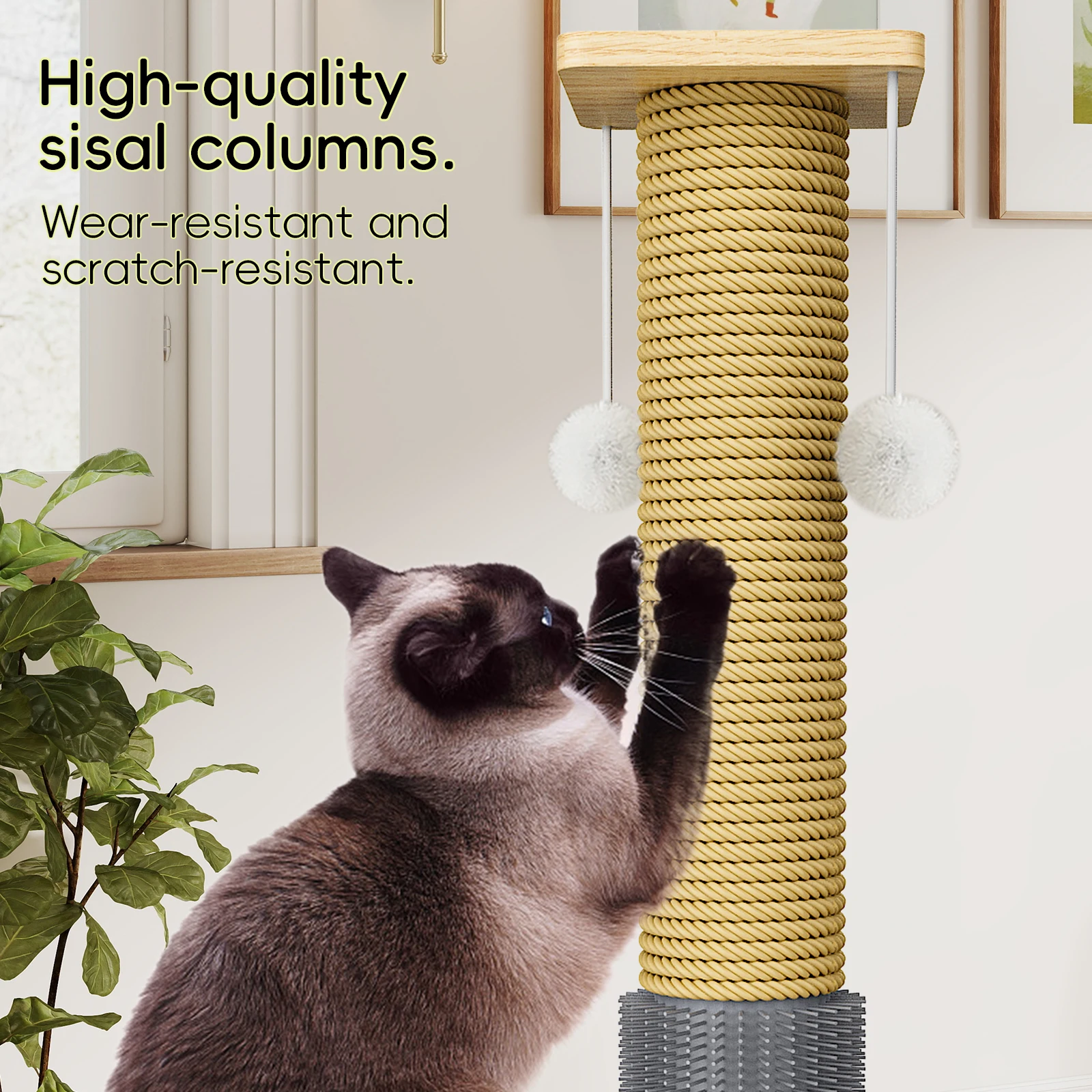 Extra Großer Katzen-Kratzbaum Stehender Kletterturm Langlebig Reibungslos Nicht-Fusselnd All-in-One Katzenspielplatz Katzenkratzer