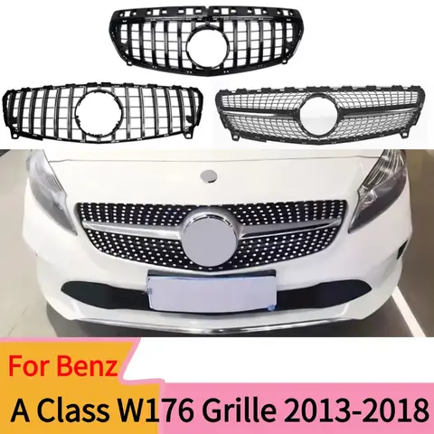 Upgrade Front Inlet Mesh Grille Bumper Grill Middle Grid Tuning For Mercedes Benz A Class W176 A35 A180 A200 A250 A260 2013-201
