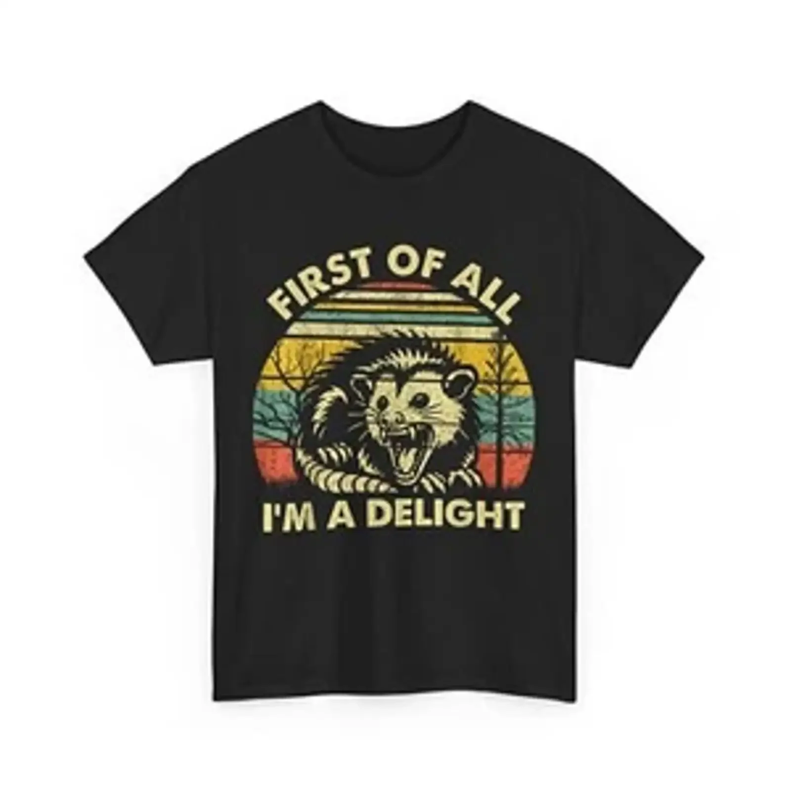 First Of All I'm A Delight Sarcastic Angry Opossum Possum T Shirt vintage Washed Versatile Stretched fashion Casual Comfortable